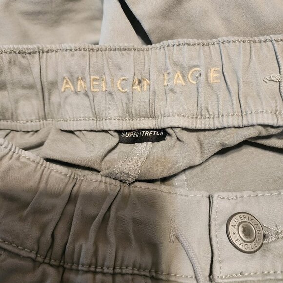 American Eagle Sz 6 Long Women Gray Jogger Pants  Elastic Waist Cotton Blend - Picture 4 of 12